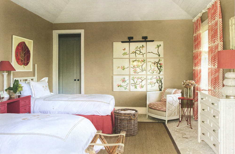 China Seas Bahama Palm curtains and Gorrivan Fretwork chair by Alessandra Brance in Architectural Digest