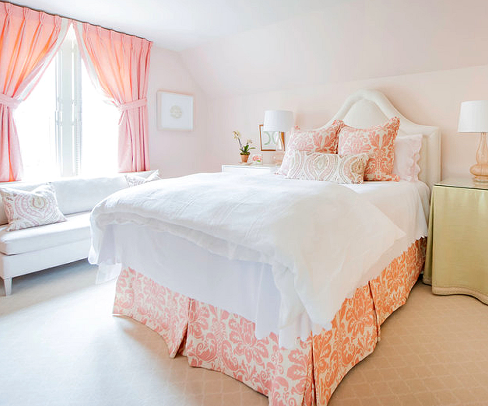 Quadrille Monty bed and pillows by Meg White Interiors