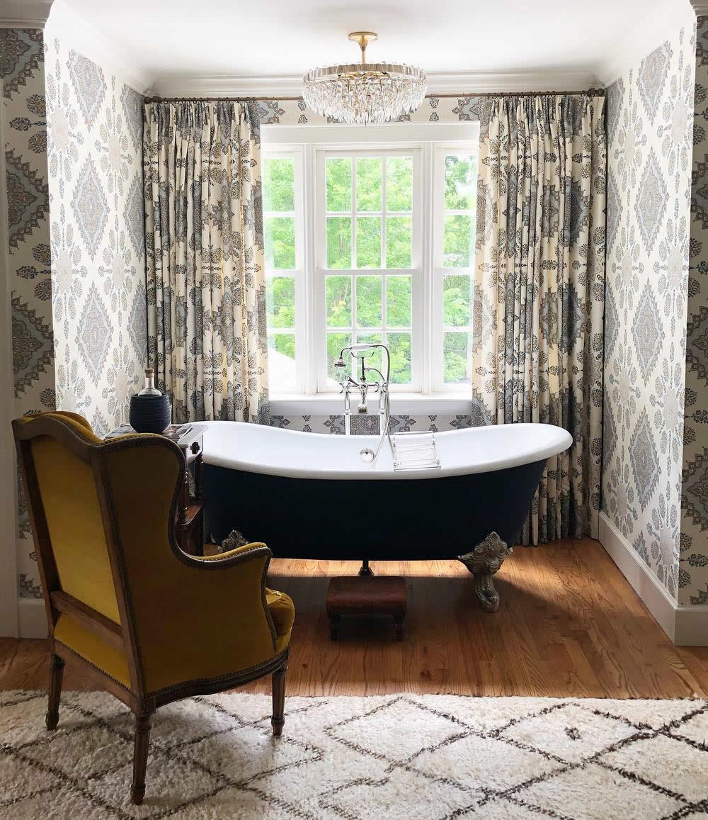 Home Couture Persepolis wallpaper and curtains by Fran Keenan Design