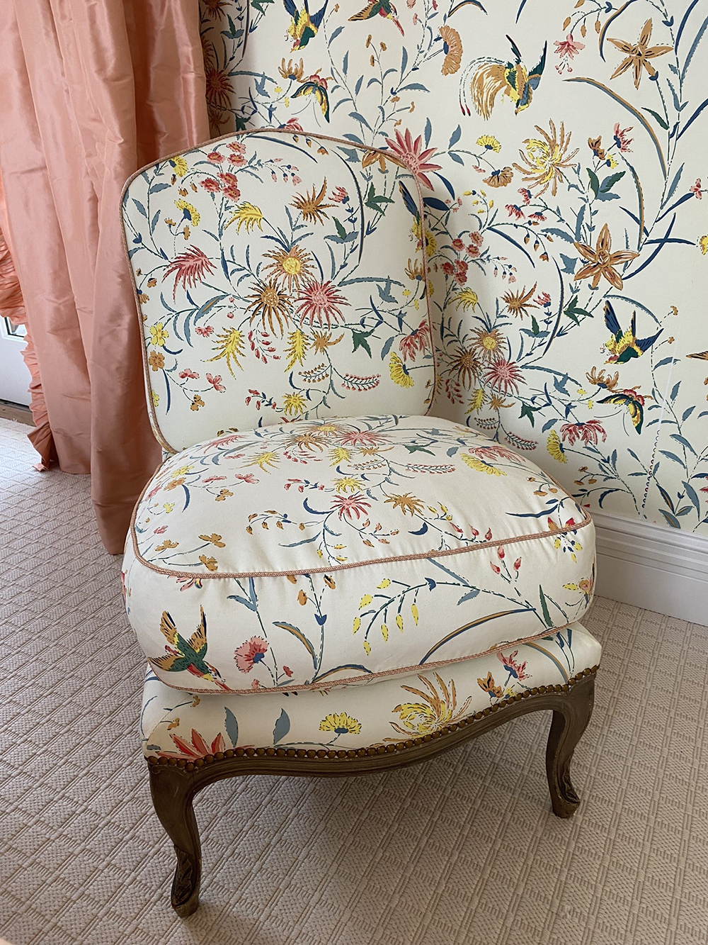 Chinese Garden Floral chair wallpaper Meg Braff product shot